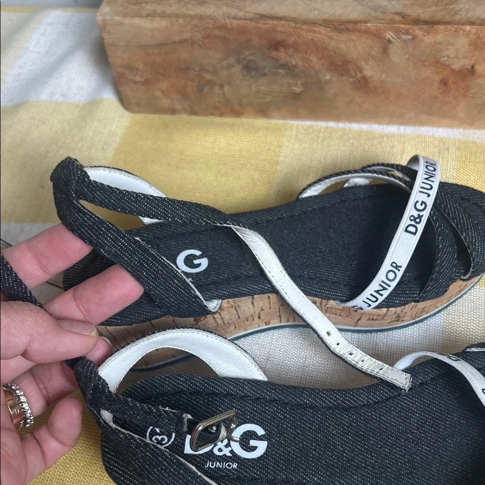 D&G Junior Navy and White Denim Sandals